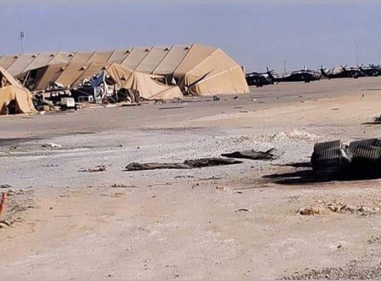بالصور .. الخسائر التي لحقت بقاعدةعين الأسد الاميركية